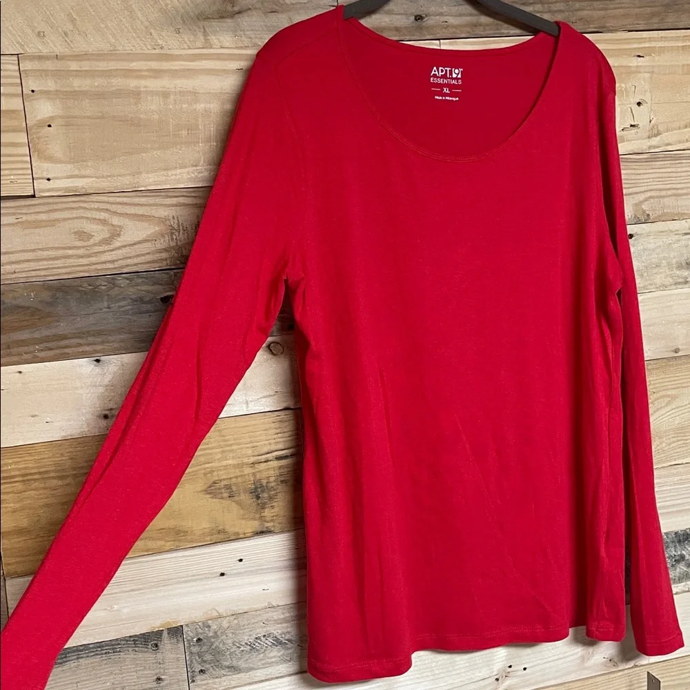 Apt. 9 size XL Bright Red Long-Sleeve Soft Lightweight Stretchy Scoop Neck Top